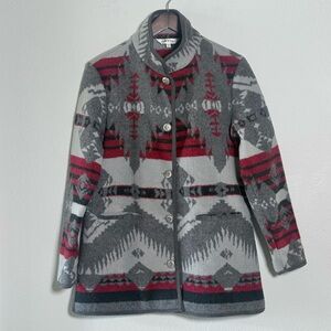 ORVIS Southwestern Aztec Print Felted Knit Blanket Women’s Jacket | Size Small